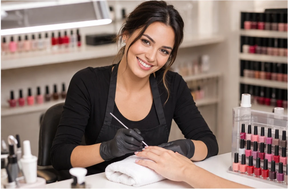 Atendimento de manicure em ambiente profissional